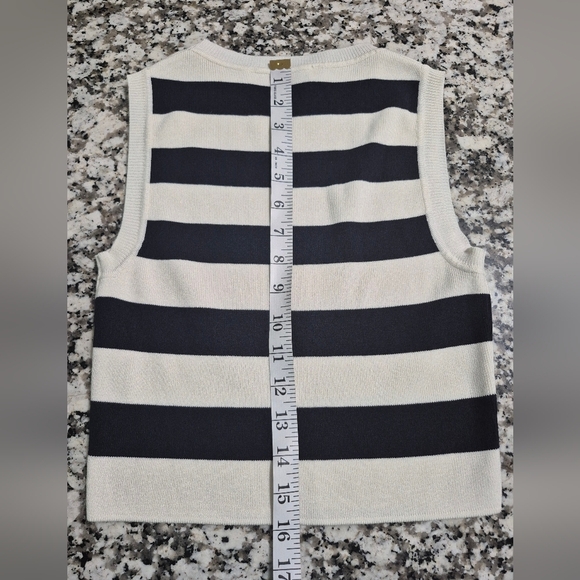 Zara Striped Blue and Cream summer euro boho beach sweater Tank Knit Top medium - Picture 8 of 8